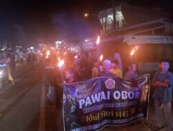 Kapolsek Tebo Ilir Turun Langsung Pengawalan Pawai Obor Takbir Keliling Hari Raya idul Fitri 1445 H/ 2024