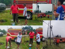 Camat Tebo Ilir Pasang Lampu Sorot LED di Lapangan Sepak Bola Pasar Sungai Bengkal