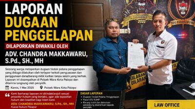 Penyidik Polsek Wara Kota Palopo Terima Laporan Pengaduan Dugaan Penipuan yang Didampingi Adv. Chandra Makkawaru, S.Pd., SH., MH