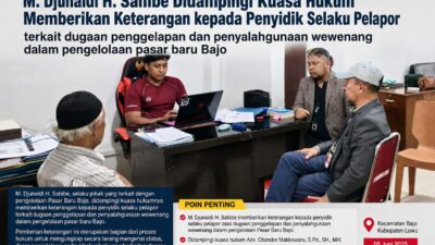 M. Djunaid Didampingi Kuasa Hukum Beri Keterangan ke Penyidik Soal Pasar Baru Bajo