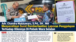 Adv. Chandra Makkawaru Serahkan Surat Pemberhentian Laporan Penggelapan Klien di Polsek Wara Selatan